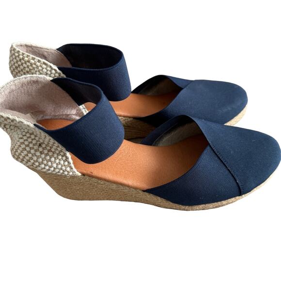 Andre Assous Anouka Espadrille Wedge Sandal Blue Size 10 - Picture 2 of 7